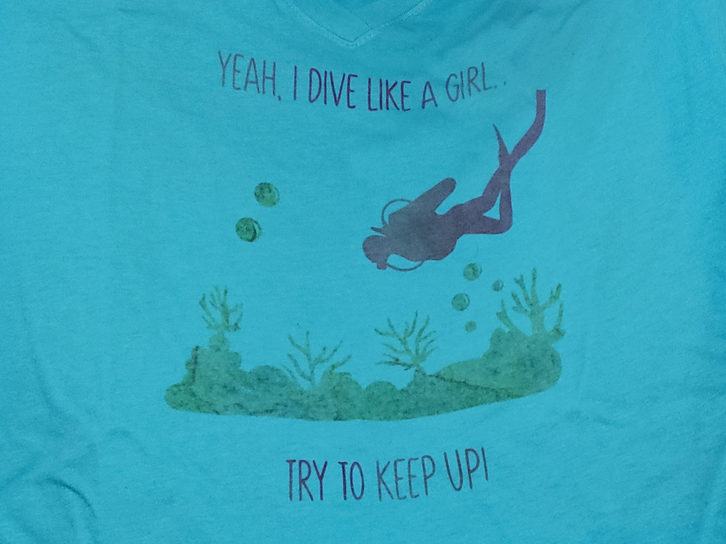 Dive Like a Girl front short sleeve v-neck t-shirt