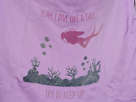 Dive Like a Girl front short sleeve v-neck t-shirt