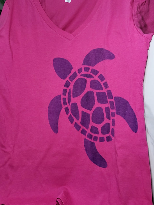 Sea Turtle front short sleeve v-neck t-shirt